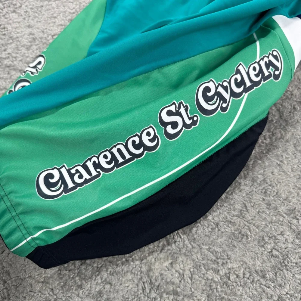 Body Torque Mens Clarence St Cyclery Cycling Bib Shorts Pads Teal Green M *FLAW